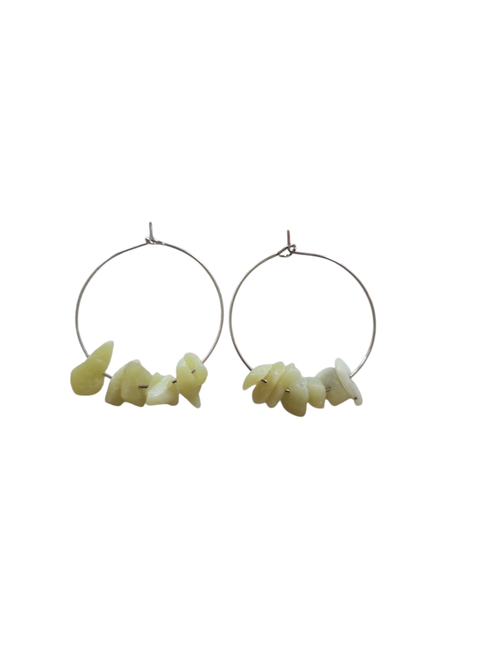 (3)  Yellow Stone Hoop Earrings